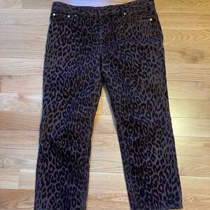 Zara Black and Brown Leopard Print Straight Leg Pants